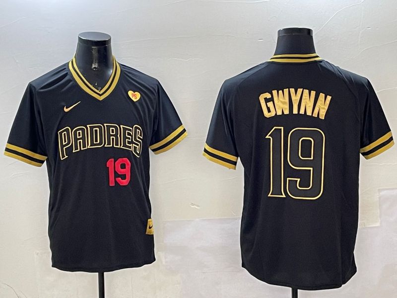 Men San Diego Padres #19 Gwynn Black Gold Game 2025 Nike MLB Jersey style 32510->san diego padres->MLB Jersey